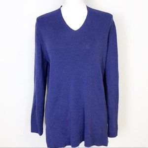 Eileen Fisher Blue Italian Yarn V-neck Sweater Washable Periwinkle Medium